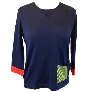 Foil Color Block 3/4 Sleeve Sweater Sz M